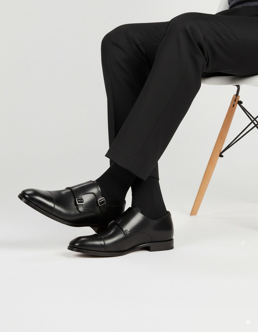 ZAFINO™ BLACK DOUBLE MONKSTRAPS