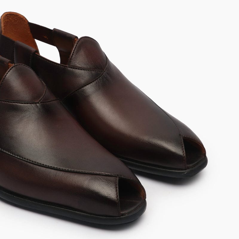 ZAFINO™ - BROWN LEATHER PESHAWARI SANDALS