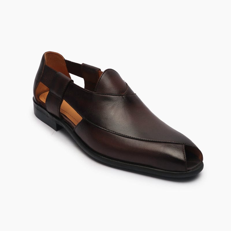 ZAFINO™ - BROWN LEATHER PESHAWARI SANDALS