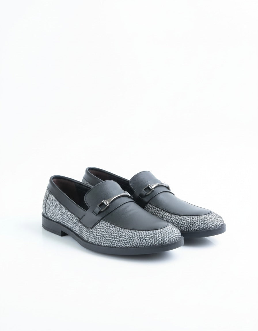 ZAFINO™ SIGNATURE LOAFERS - GREY WOVEN LEATHER