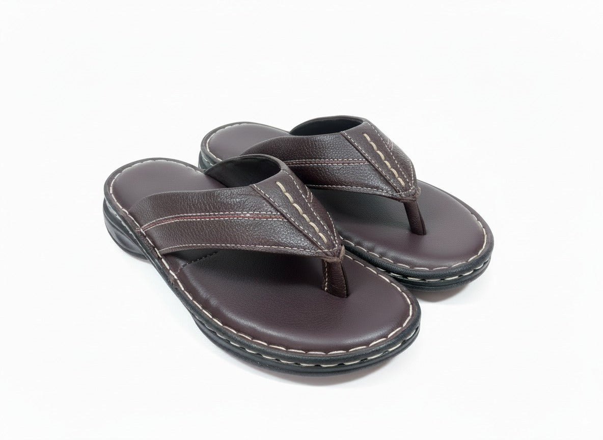 ZAFINO™ BROWN LEATHER SLIPPERS