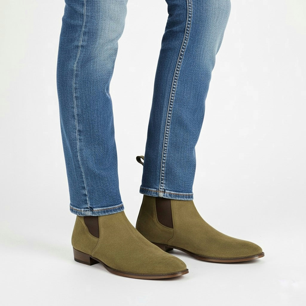 ZAFINO™ OLIVE SUEDE CHELSEA BOOTS