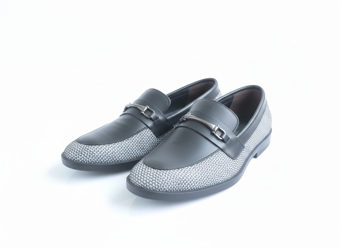 ZAFINO™ SIGNATURE LOAFERS - GREY WOVEN LEATHER