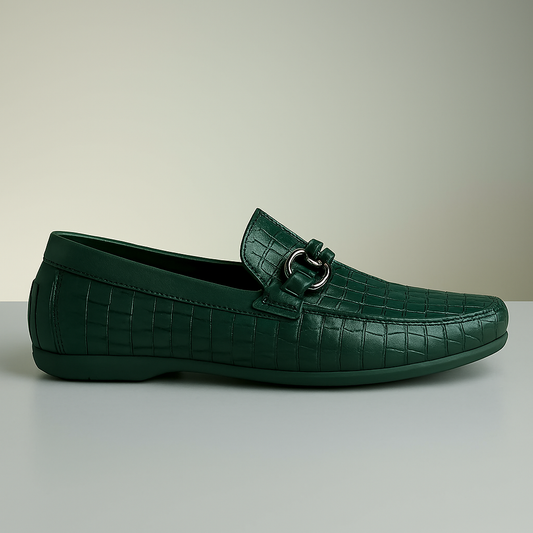 ZAFINO™  Men's Crocodile Textured Leather Loafer-Emerald Green