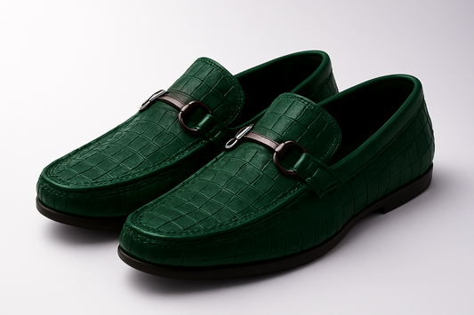 ZAFINO™  Men's Crocodile Textured Leather Loafer-Emerald Green