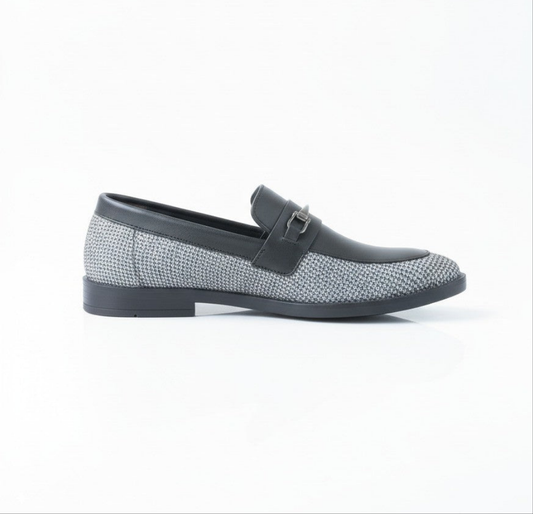 ZAFINO™ SIGNATURE LOAFERS - GREY WOVEN LEATHER