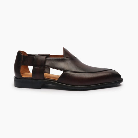 ZAFINO™ - BROWN LEATHER PESHAWARI SANDALS